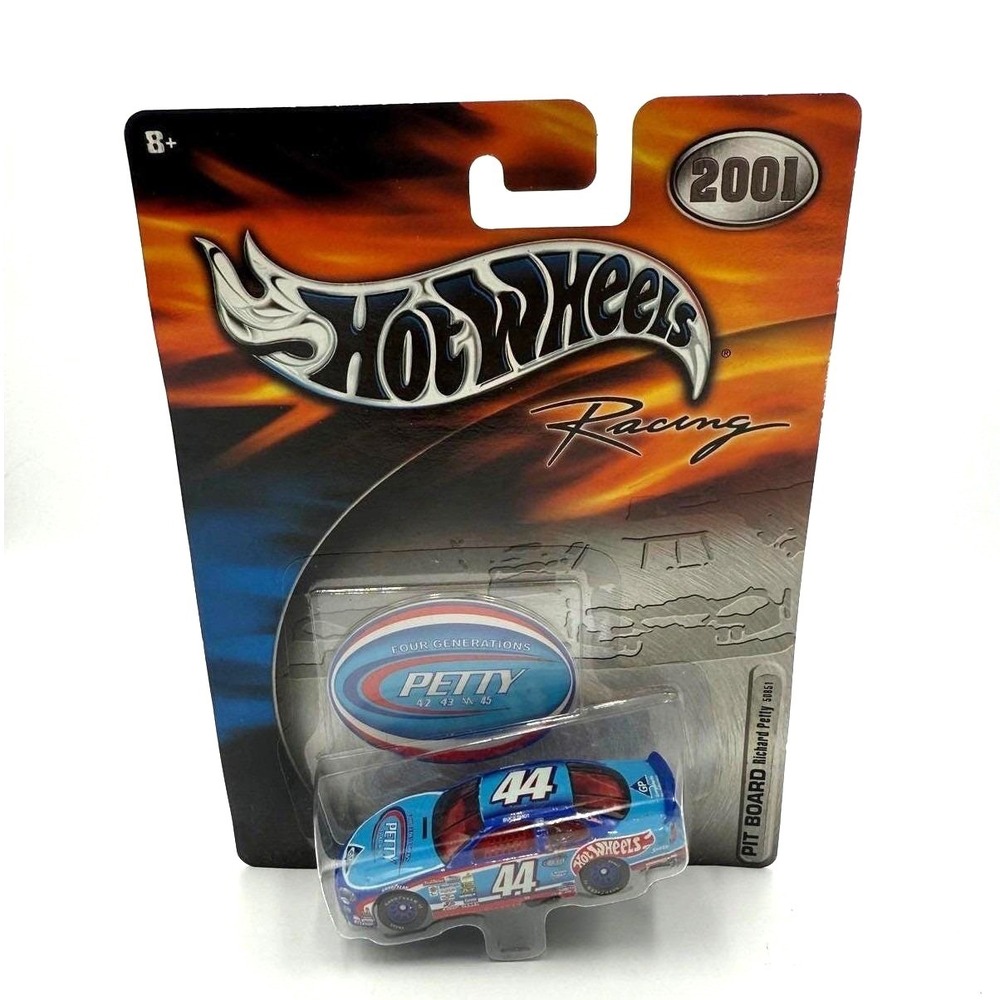Hot Wheels Racing 2001 NASCAR Petty #44 Blue 1:64 Die-Cast Car with Pit Board